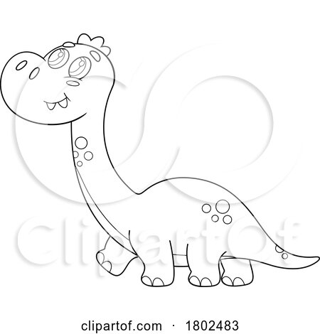 Cartoon Black and White Clipart Dinosaur by Hit Toon