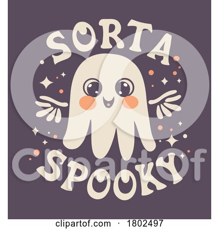 Cartoon Cute Ghost with Sorta Spooky Text on Purple by yayayoyo
