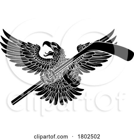 Bald Eagle Hawk Ice Hockey Mascot Stick and Puck by AtStockIllustration