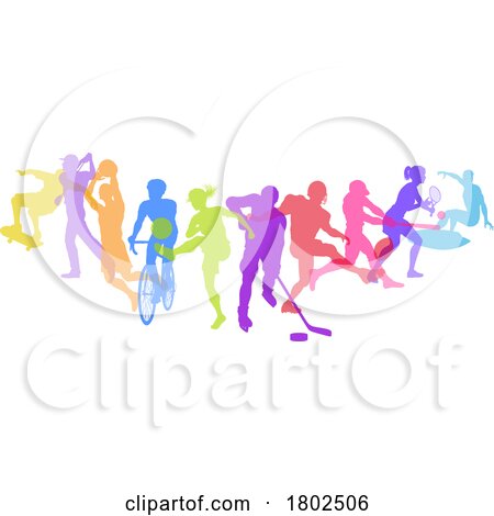 Sports Active Fitness Sport Silhouettes People by AtStockIllustration