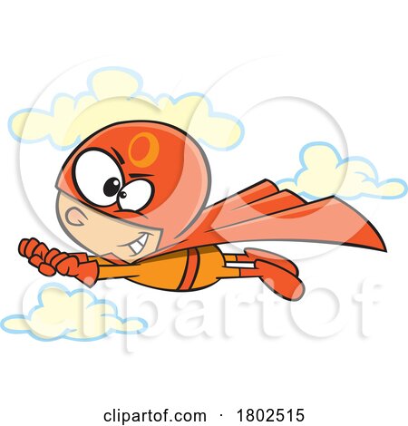 Clipart Cartoon Boy Orange Super Hero Flying by toonaday
