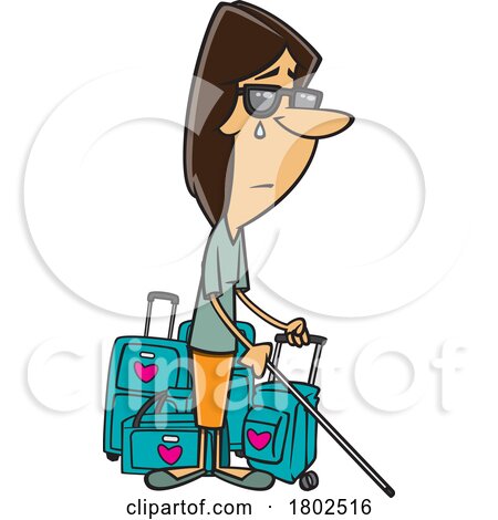 Clipart Cartoon Sad Blind Woman Parting Ways by toonaday