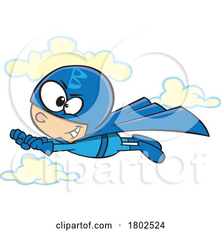 Clipart Cartoon Boy Blue Super Hero Flying by toonaday