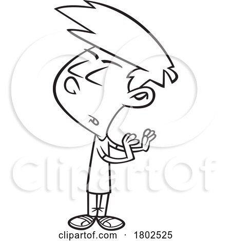 Clipart Black and White Cartoon Boy Gesturing Thtats a Bunch of Guff by toonaday