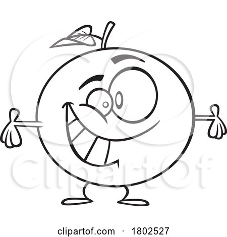 Clipart Black and White Cartoon Happy Orange with Open Arms by toonaday