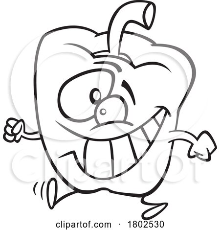 Clipart Black and White Cartoon Happy Bell Pepper by toonaday