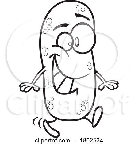 Clipart Black and White Cartoon Happy Cucumber by toonaday