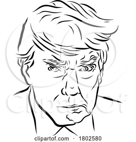 Black and White Donald Trump Mug Shot Caricature by Johnny Sajem