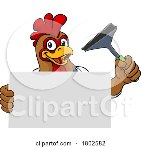 Window Cleaner Chicken Rooster Car Wash Mascot by AtStockIllustration