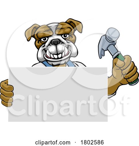 Bulldog Hammer Cartoon Mascot Handyman Carpenter by AtStockIllustration