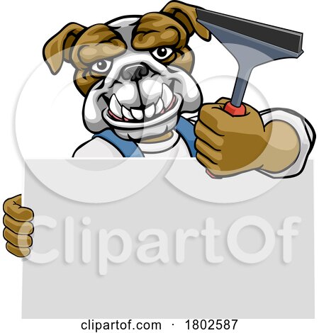 Window Cleaner Bulldog Car Wash Cleaning Mascot by AtStockIllustration