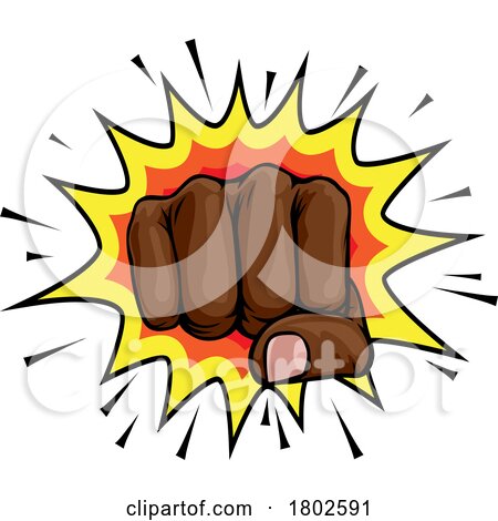 Fist Punch Hand Comic Pop Art Explosion Cartoon by AtStockIllustration