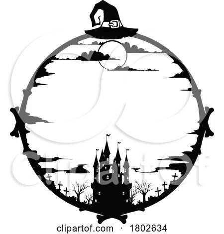 Black and White Halloween Frame by Vector Tradition SM