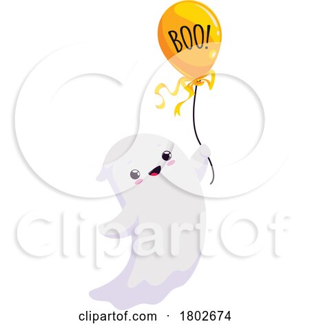 Halloween Ghost with a Balloon by Vector Tradition SM