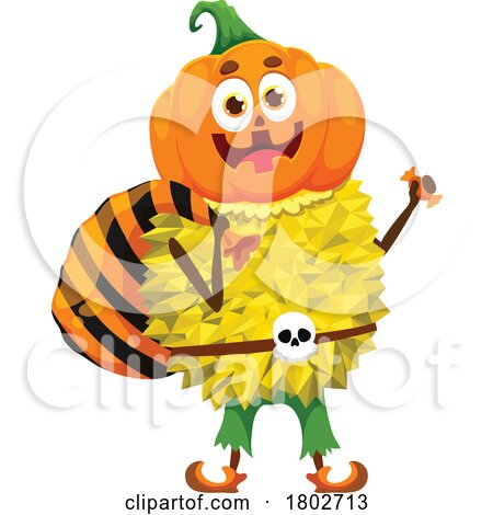 Halloween Durian Food Mascot by Vector Tradition SM