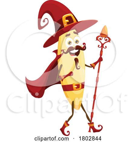 Wizard Orzo Pasta Food Mascot by Vector Tradition SM