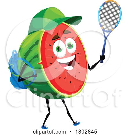 Tennis School Watermelon Food Mascot by Vector Tradition SM