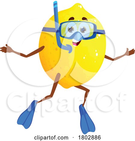 Snorkeling Lemon Food Mascot by Vector Tradition SM