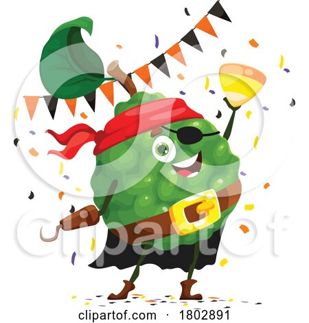 Party Pirate Cherimoya Food Mascot by Vector Tradition SM