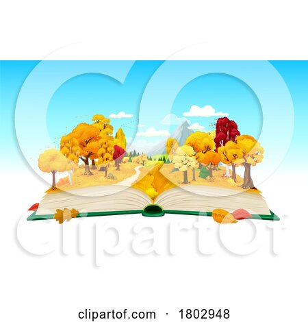 Open Book with an Autumn Landscape by Vector Tradition SM