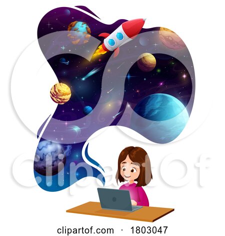 Girl Studying Outer Space by Vector Tradition SM