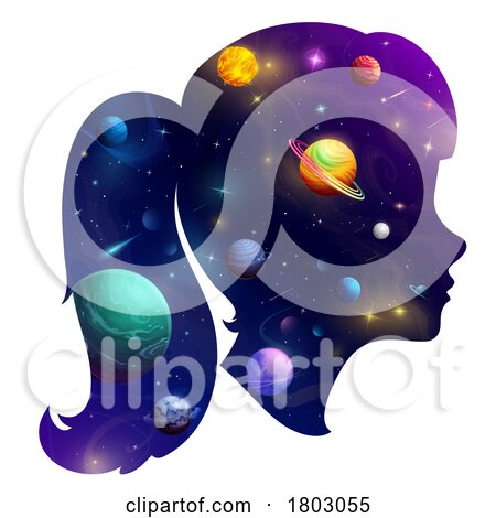 Silhouetted Girls Head with Outer Space by Vector Tradition SM
