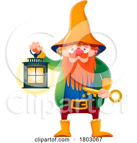 Gnome with a Lantern and Key by Vector Tradition SM