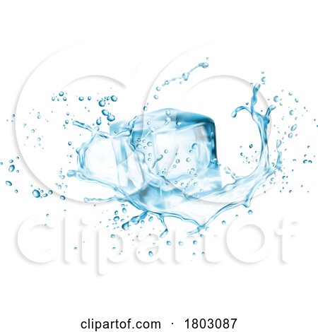 3d Ice Cube and Water Splash by Vector Tradition SM