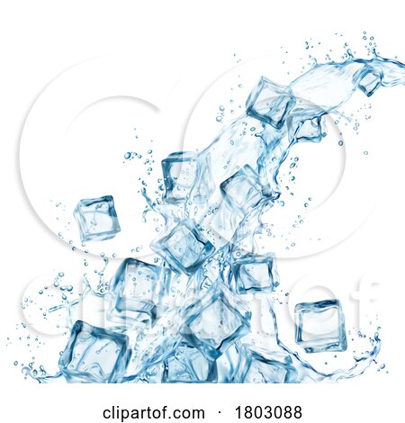 3d Ice Cubes and Water Splash by Vector Tradition SM
