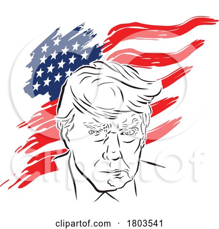 Caricature of Donald Trump over an American Flag by Johnny Sajem