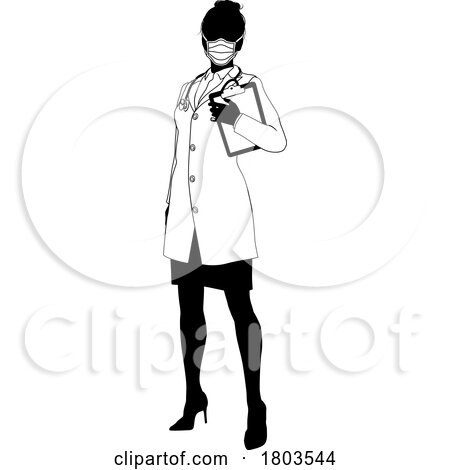 Doctor Woman with Clipboard Medical Silhouette by AtStockIllustration
