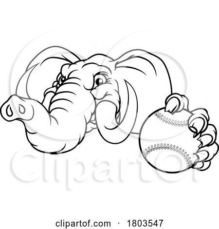 Elephant Baseball Ball Sports Animal Mascot by AtStockIllustration