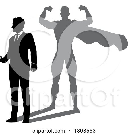Superhero Business Man with Super Hero Shadow by AtStockIllustration