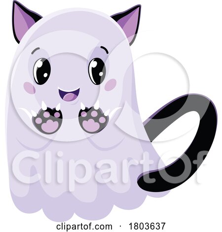 Cute Halloween Cat Ghost by Vector Tradition SM