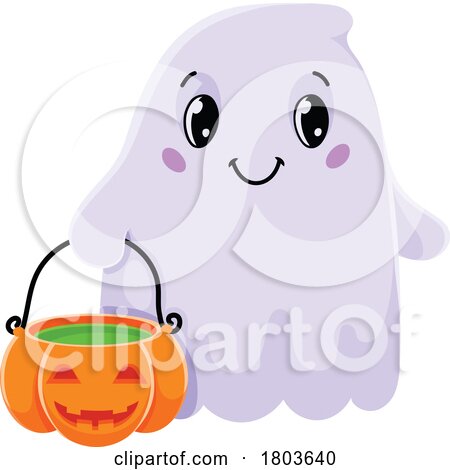 Cute Halloween Ghost Trick or Treating by Vector Tradition SM