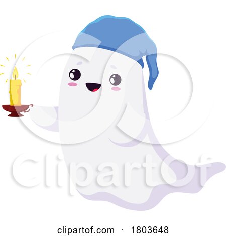 Cute Halloween Ghost with a Candle by Vector Tradition SM
