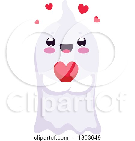 Cute Halloween Ghost with Hearts by Vector Tradition SM