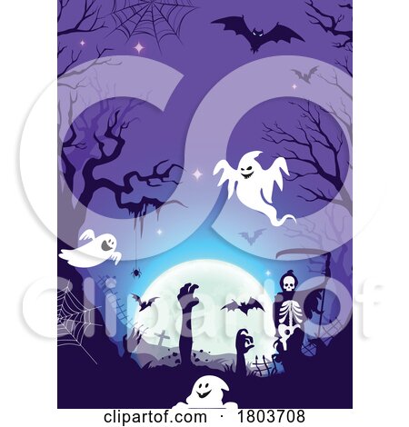 Halloween Background of Rising Zombies by Vector Tradition SM