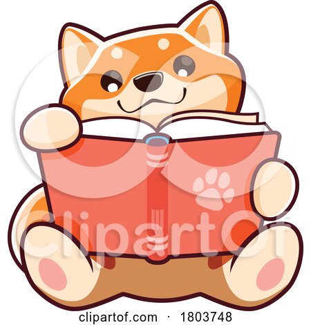 Shiba Inu Dog Reading by Vector Tradition SM