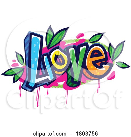 Graffiti Love Design with Leaves by Vector Tradition SM