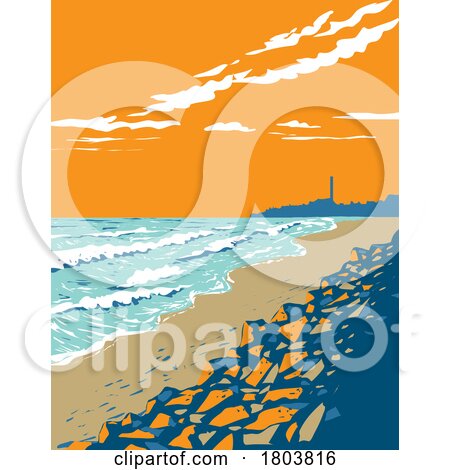 North Ponto Beach in South Carlsbad State Beach California WPA Poster Art by patrimonio