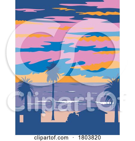 Moonlight State Beach in Encinitas California WPA Poster Art by patrimonio