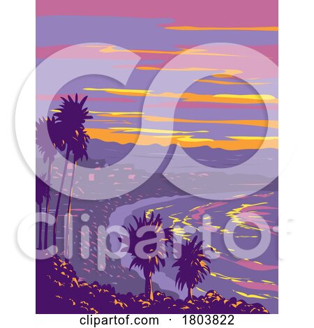 Malibu Beach West of Los Angeles County California WPA Poster Art by patrimonio
