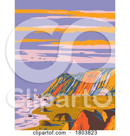 Gay Head Cliffs on Martha's Vineyard Cape Cod in Massachusetts USA WPA Art Poster by patrimonio