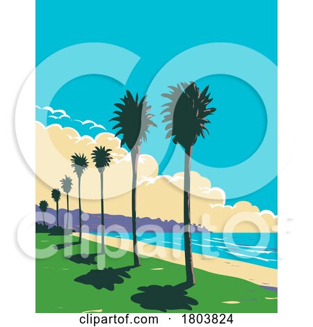 La Jolla Shores Beach in San Diego California WPA Poster Art by patrimonio