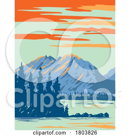 Leigh Lake in Grand Teton National Park Wyoming USA WPA Art Poster by patrimonio