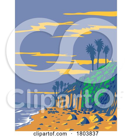 Beacon's Beach in Leucadia State Beach in Encinitas California WPA Poster Art by patrimonio