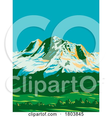 Cordillera Blanca with Huandoy Huascaran and Chopicalqui in Peru WPA Art Deco Poster by patrimonio