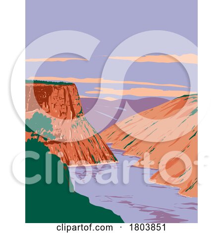 Flaming Gorge National Recreation Area in Wyoming and Utah USA WPA Art Poster by patrimonio