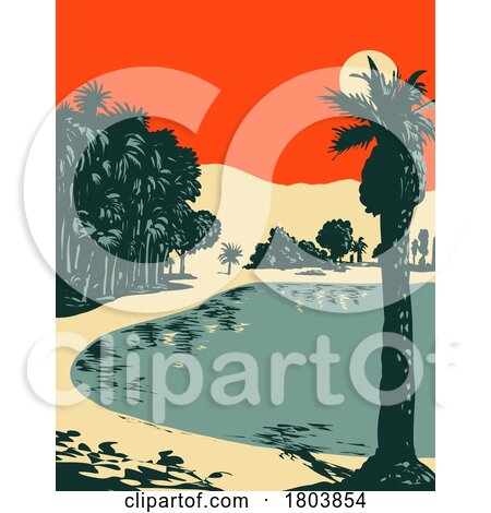 Huacachina or the Oasis of America in Southwestern Peru WPA Art Deco Poster by patrimonio